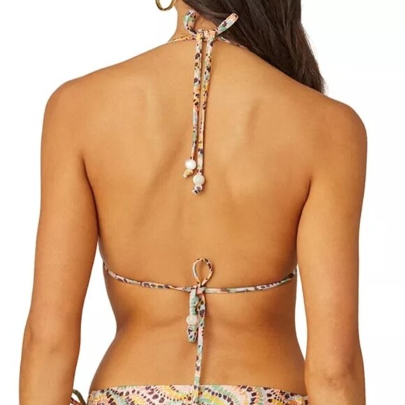 Shoshanna Halter Tie Neck Ring Triangle Bikini Top Size XL Multicolor - Picture 2 of 3